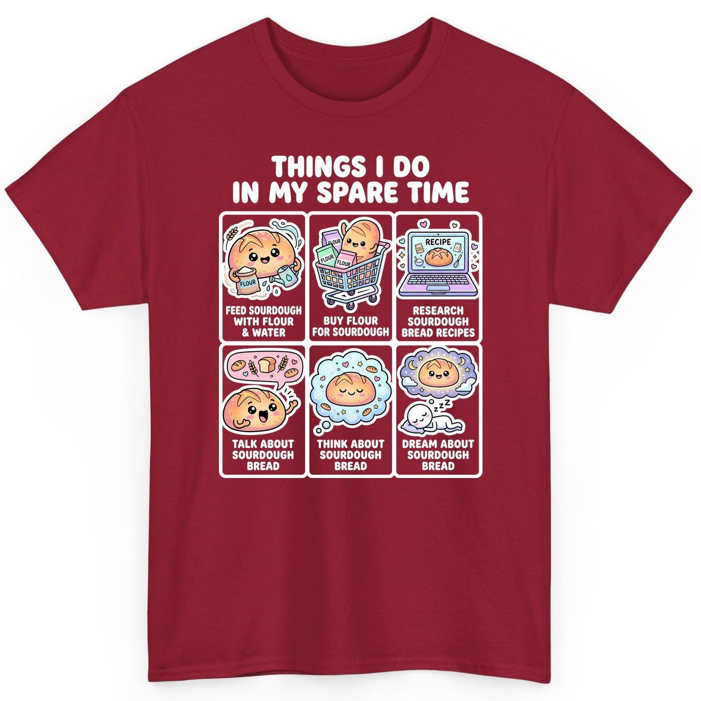 Things I Do in My Spare Time sourdough bread baking T-Shirt Cardinal Red product mockup
