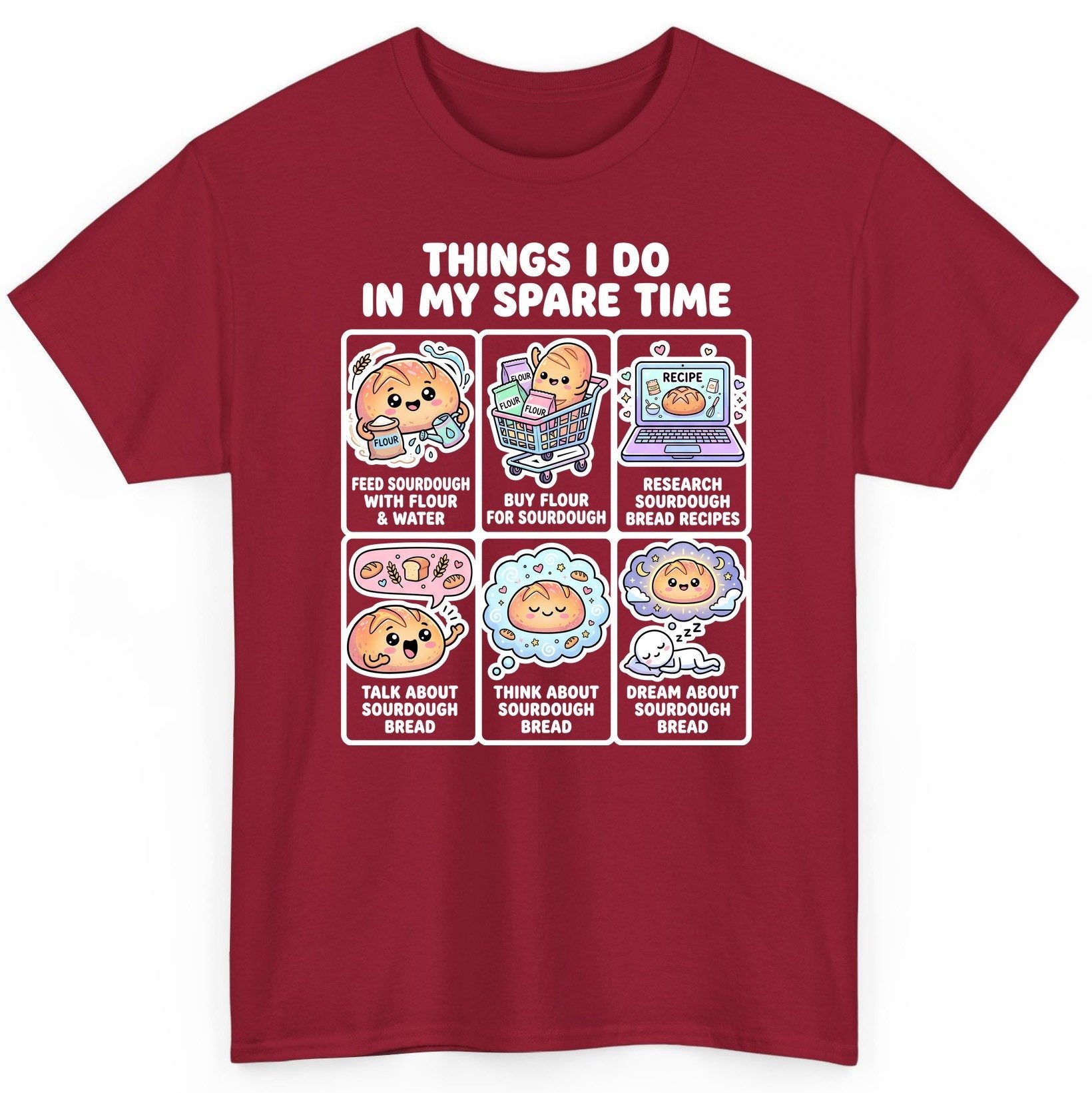 Things I Do in My Spare Time sourdough bread baking T-Shirt Cardinal Red product mockup