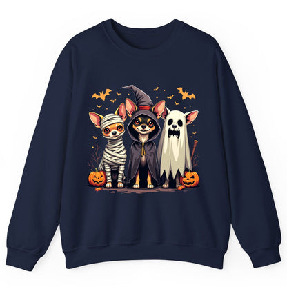 Chihuahua Halloween Costumes chihuahua dogs in Halloween costumes Sweatshirt Navy product mockup