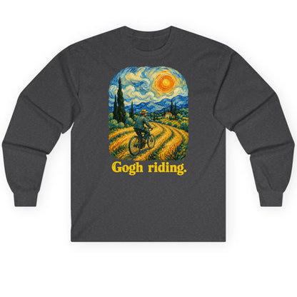 Gogh Riding van gogh parody Long Sleeve Tee Dark Heather product mockup