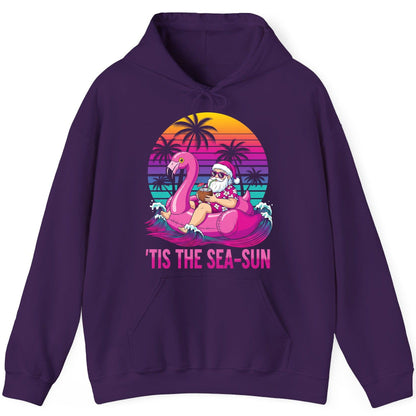 'Tis the Sea-Sun tropical santa claus Hoodie Purple product mockup
