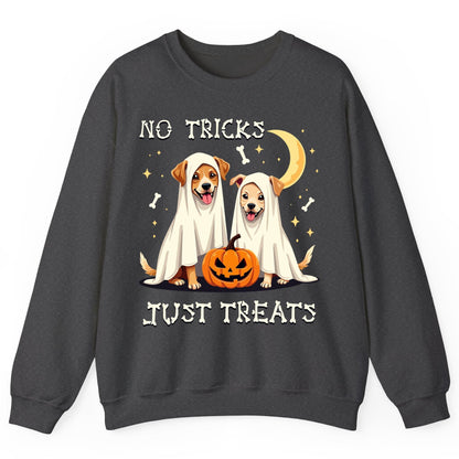 No Tricks Just Treats Halloween dogs Sweatshirt Dark Heather product mockup