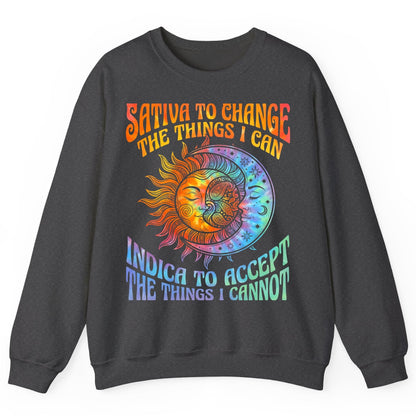 SATIVA TO CHANGE THE THINGS I CAN INDICA TO ACCEPT Sweatshirt - product mockup - Dark Heather