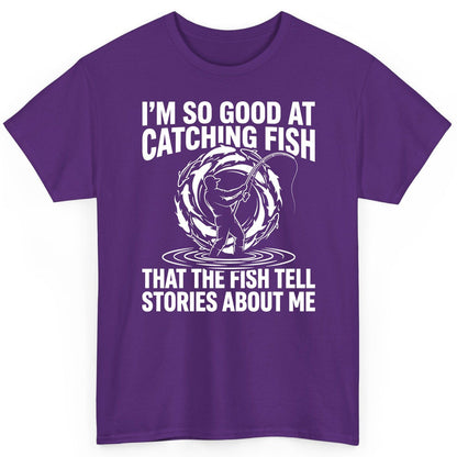 I'm So Good at Catching Fish That the Fish Tell Stories About Me fishing T-Shirt Purple product mockup