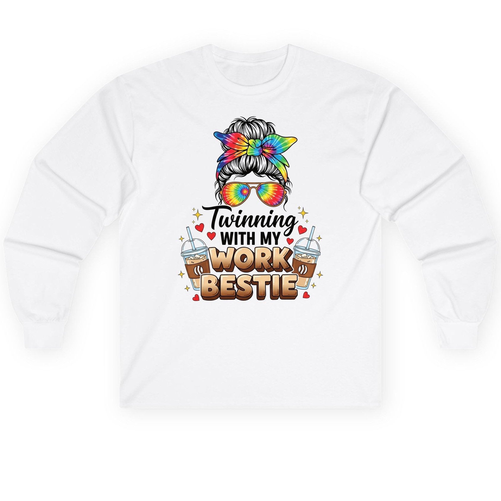 Twinning with My Work Bestie work bestie Long Sleeve Tee White product mockup