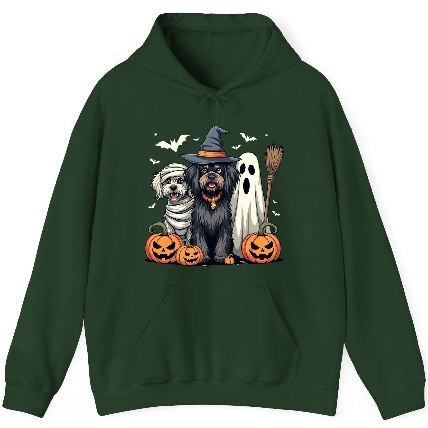 Halloween Dogs in Costumes Halloween dogs Hoodie Forest Green product mockup