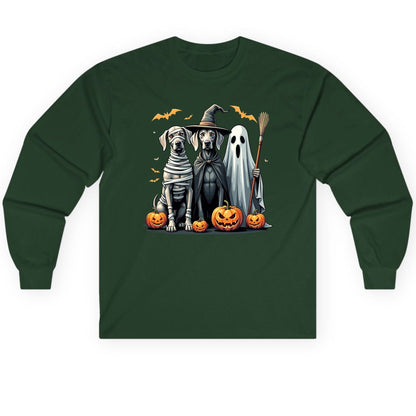Halloween Weimaraner Dogs Halloween weimaraner dogs Long Sleeve Tee Forest Green product mockup