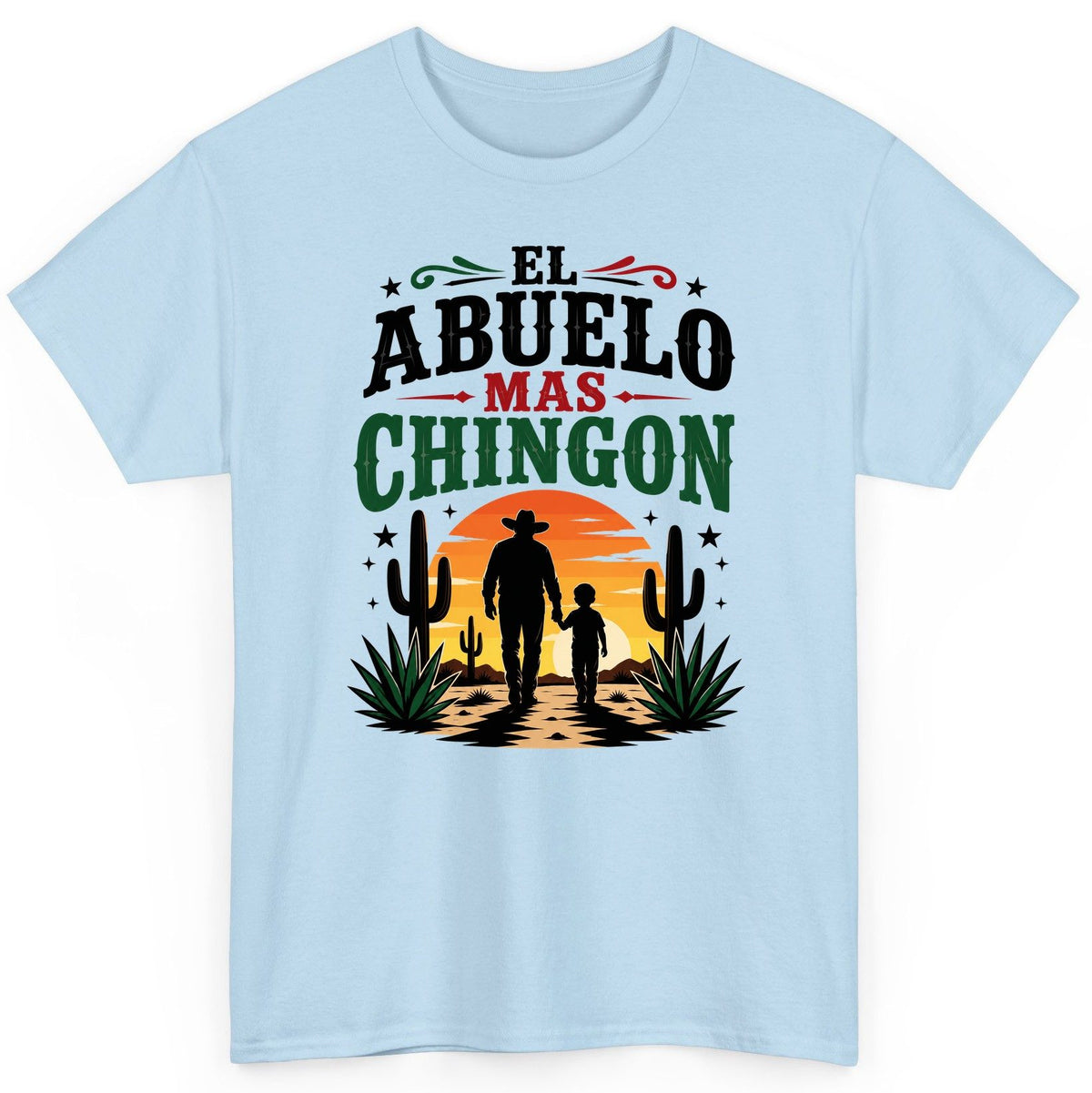 El Abuelo Mas Chingon grandfather and grandson T-Shirt Light Blue product mockup