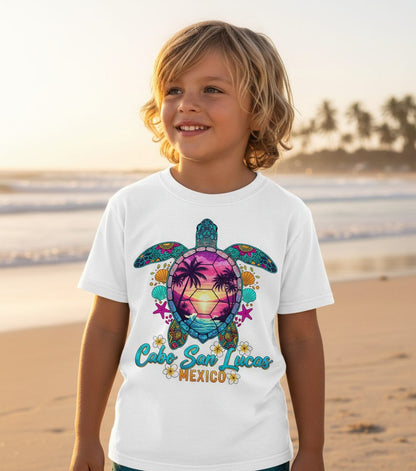 Cabo San Lucas Mexico sea turtle Youth T-Shirt White lifestyle mockup