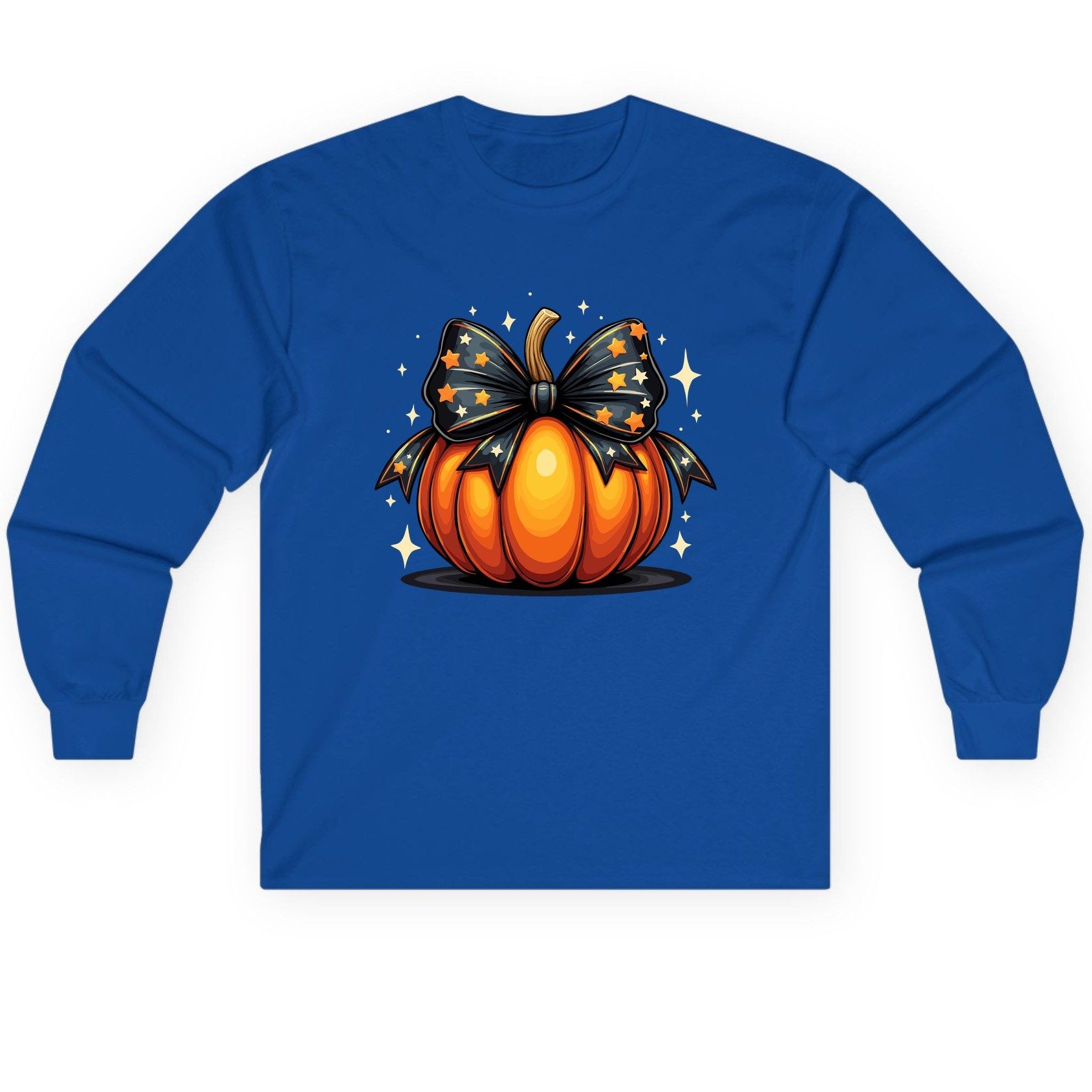 Starry Bow Pumpkin Halloween pumpkin Long Sleeve Tee Royal product mockup