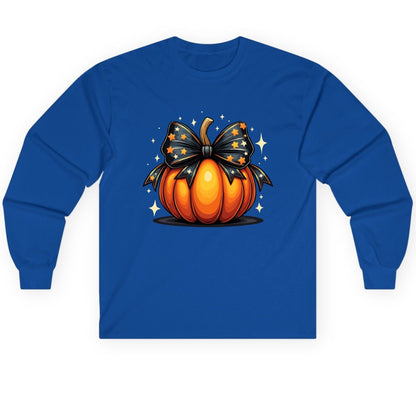 Starry Bow Pumpkin Halloween pumpkin Long Sleeve Tee Royal product mockup