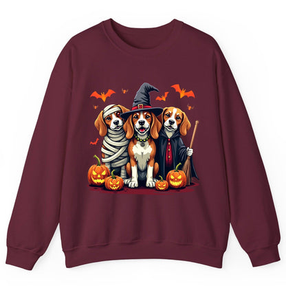 Halloween Beagles Costume beagles in Halloween costumes Sweatshirt Maroon product mockup