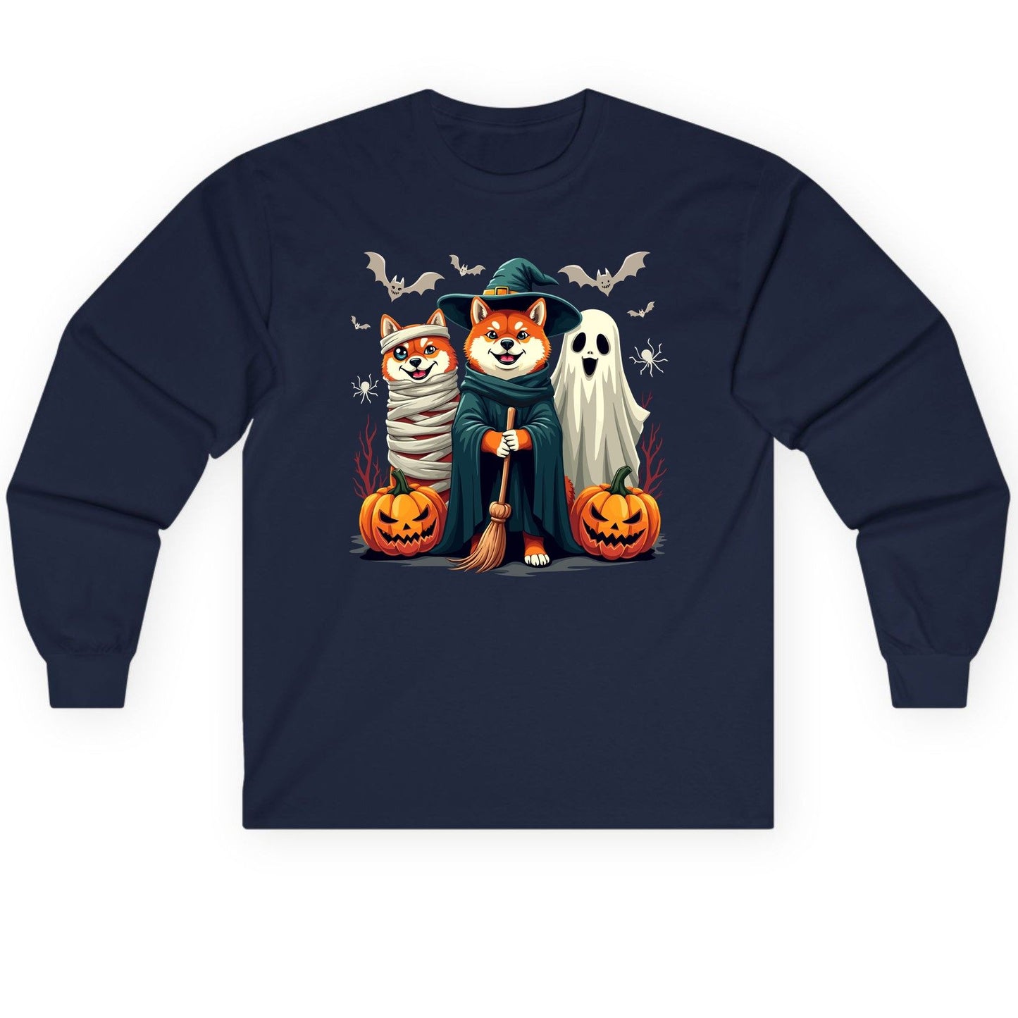 Shiba Inu Halloween Costumes shiba inu Long Sleeve Tee Navy product mockup