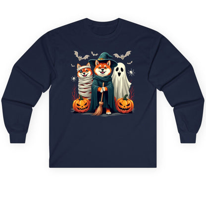 Shiba Inu Halloween Costumes shiba inu Long Sleeve Tee Navy product mockup