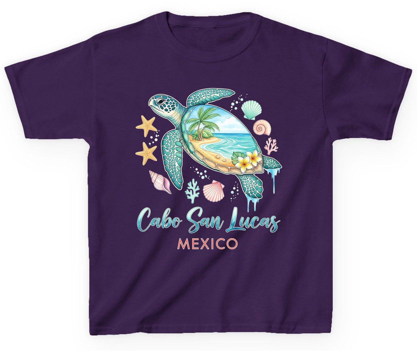 Cabo San Lucas Mexico sea turtle Youth T-Shirt Purple product mockup