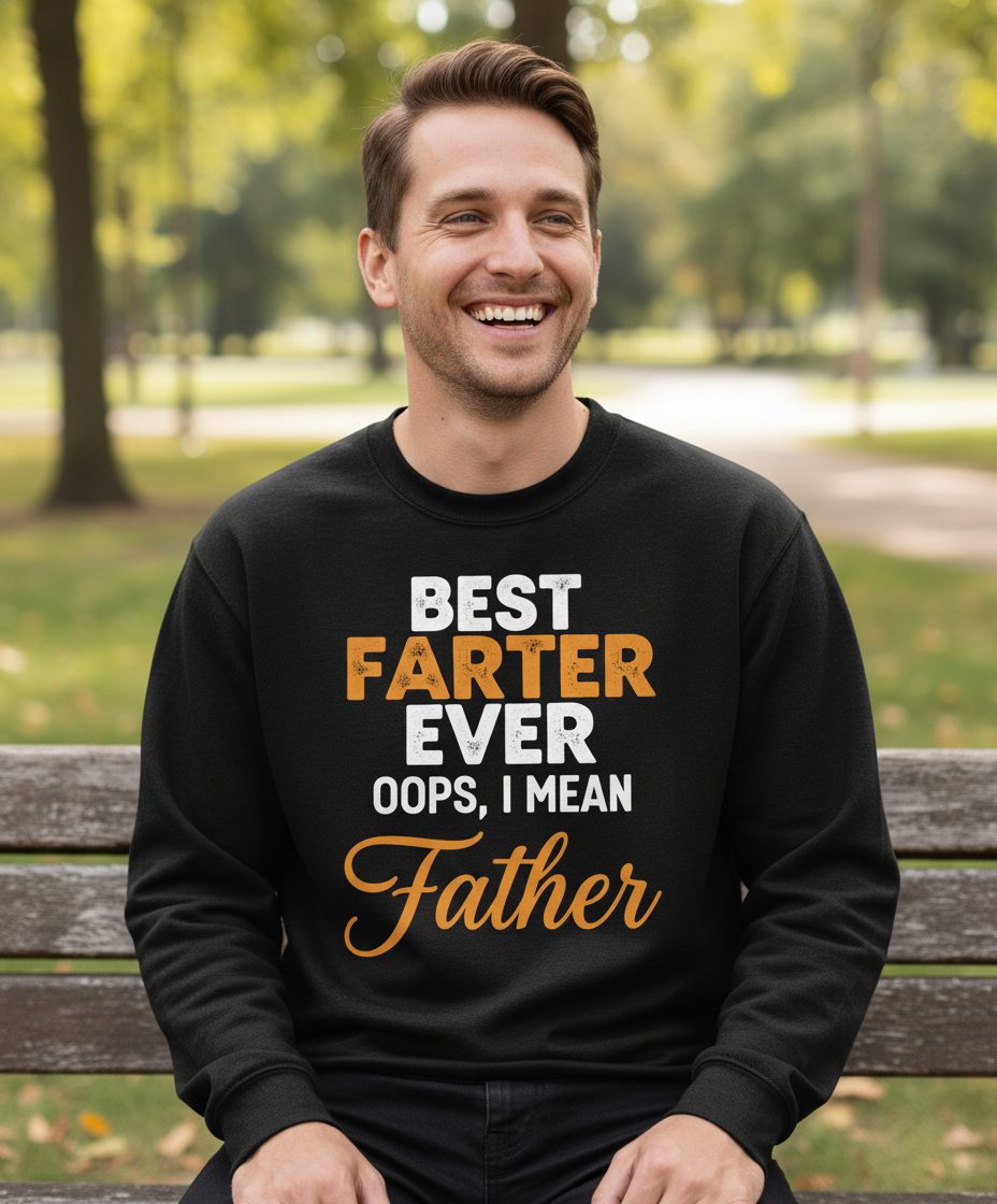 Best Farter Ever Oops, I Mean Father fatherhood humor Sweatshirt Black lifestyle mockup