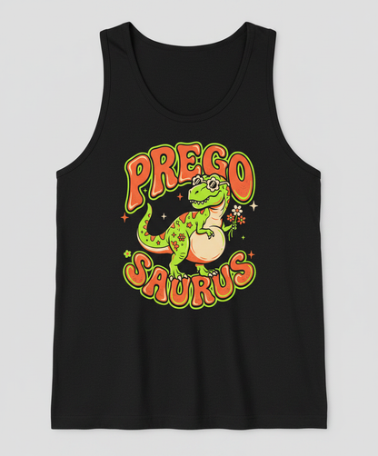 Prego Saurus Retro Pregnant Dinosaur Tank Top - Black