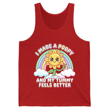 I Made a Poopy and My Tummy Feels Better kawaii sunflower Tank Top Red product mockup