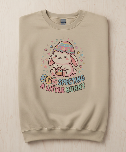 Egg Specting A Little Bunny Cute Easter Pregnancy Announcement Sweatshirt - Sand