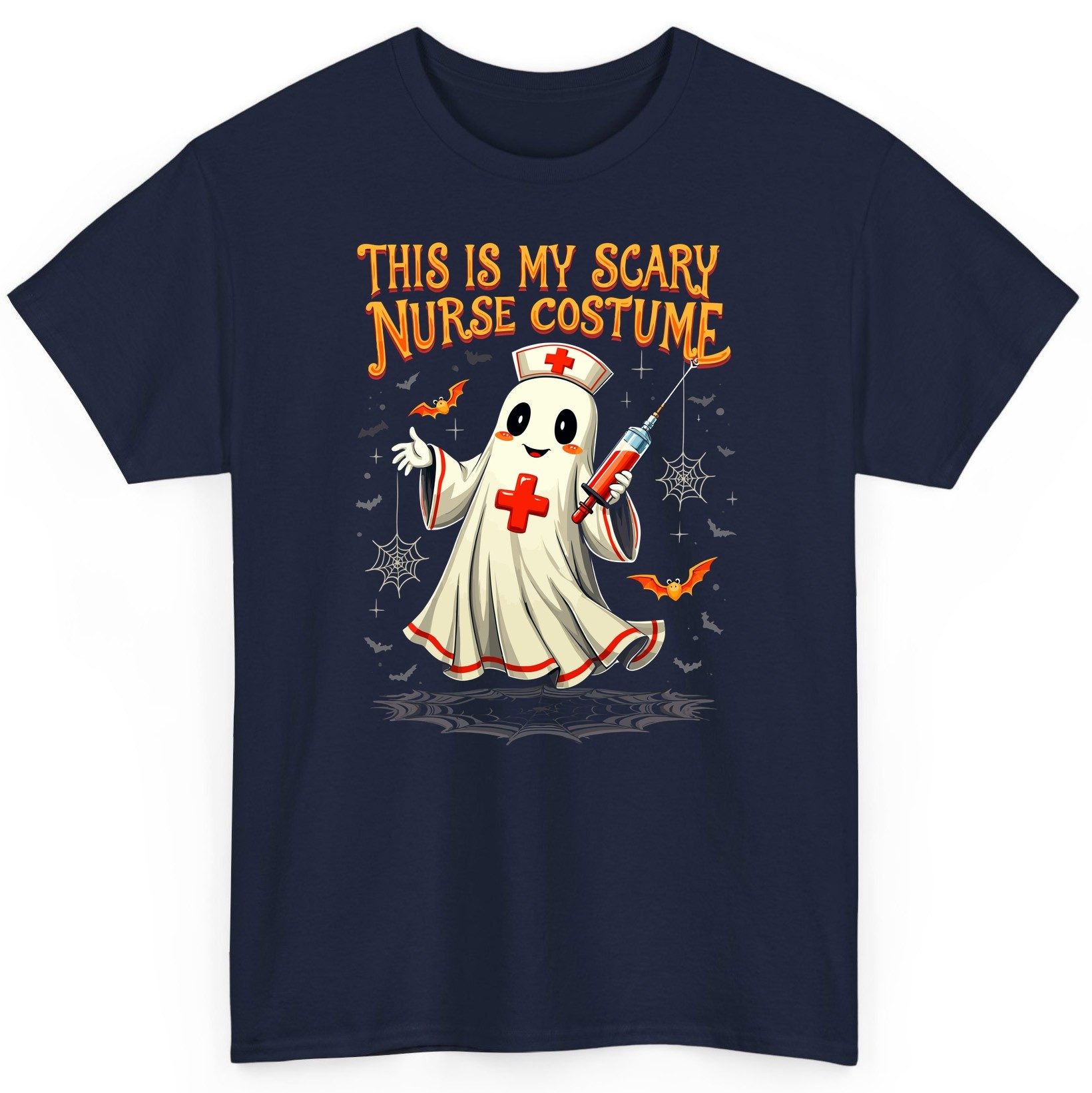 This Is My Scary Nurse Costume Halloween ghost nurse T-Shirt Navy product mockup