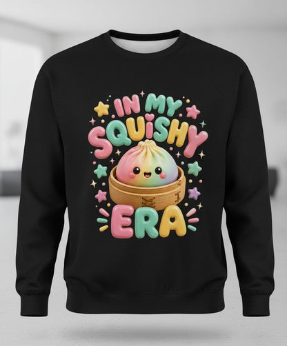 In My Squishy Era Cute Dumpling Sweatshirt - product mockup - Black