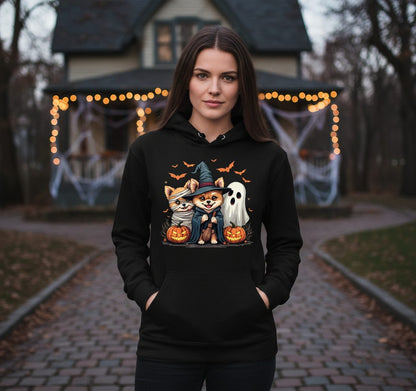 Cute Halloween Corgi Dogs Halloween corgis Hoodie Black lifestyle mockup
