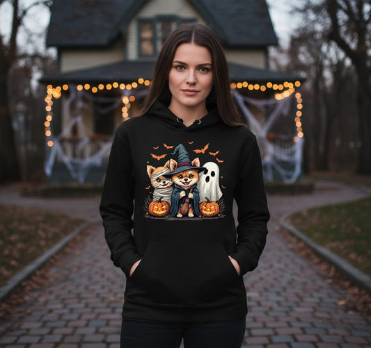 Cute Halloween Corgi Dogs Halloween corgis Hoodie Black lifestyle mockup