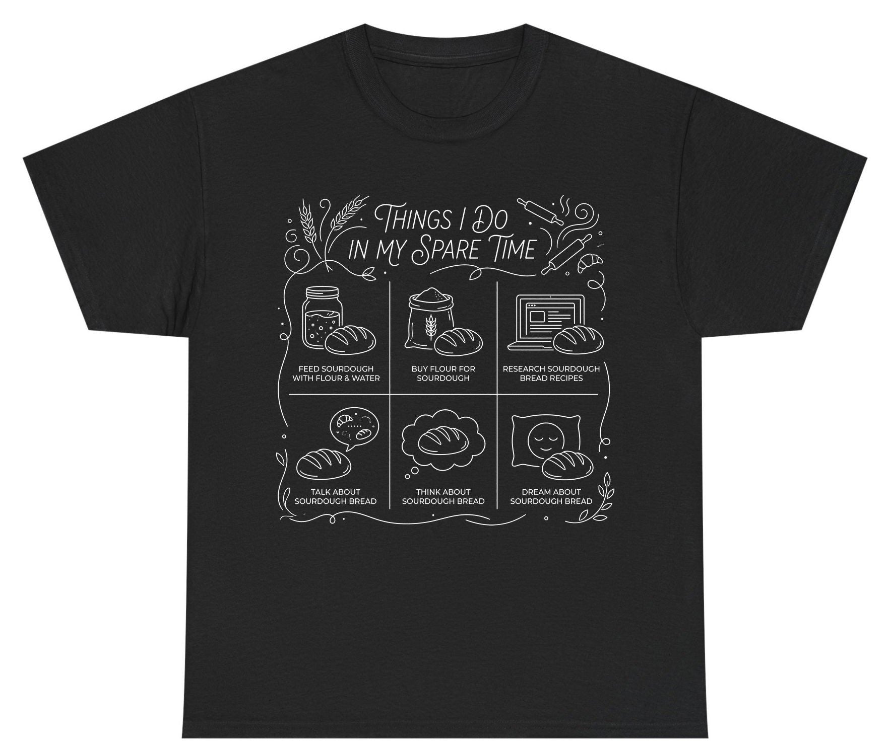 Things I Do in My Spare Time sourdough baking Youth T-Shirt Black product mockup