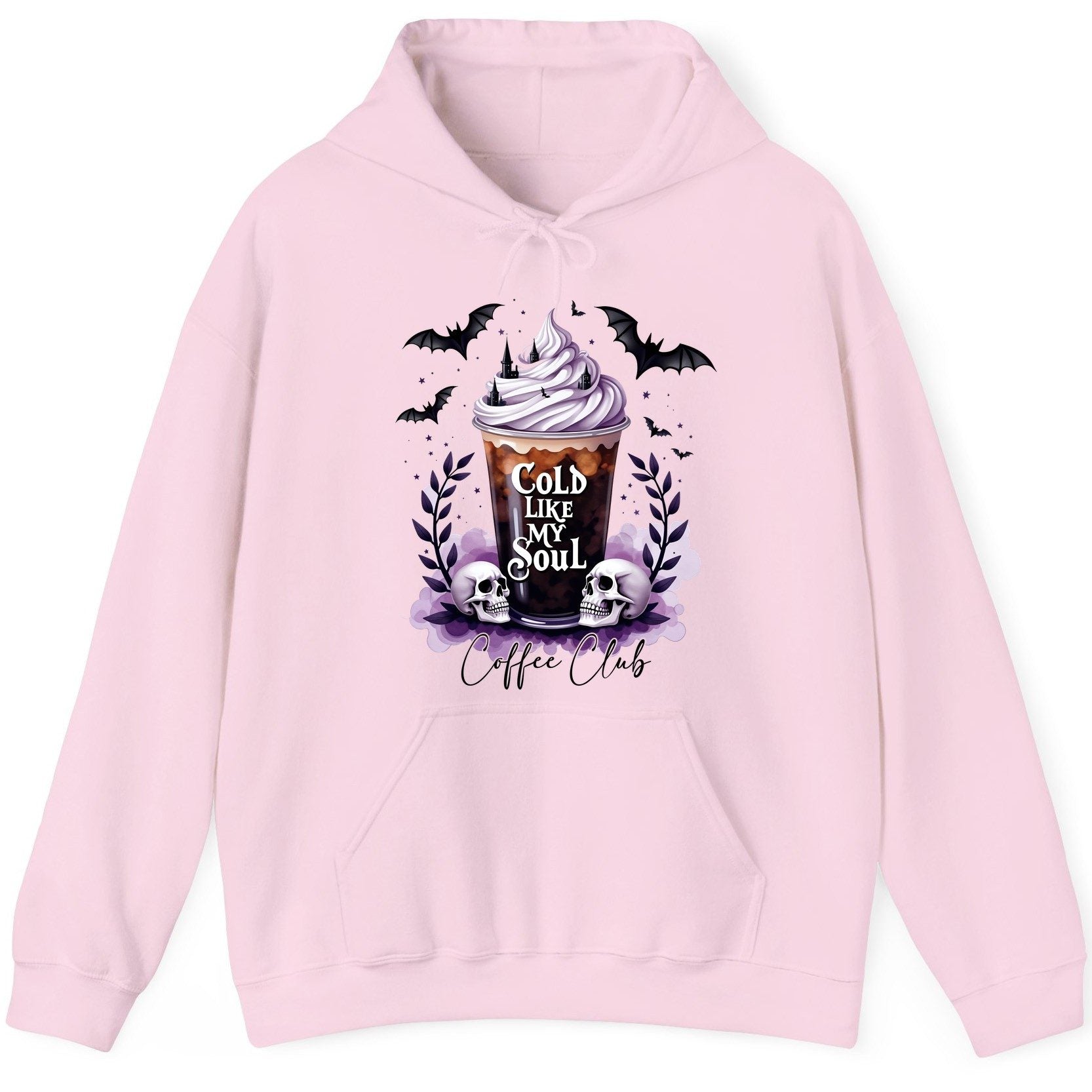 Cold Like My Soul gothic iced coffee Hoodie Light Pink product mockup