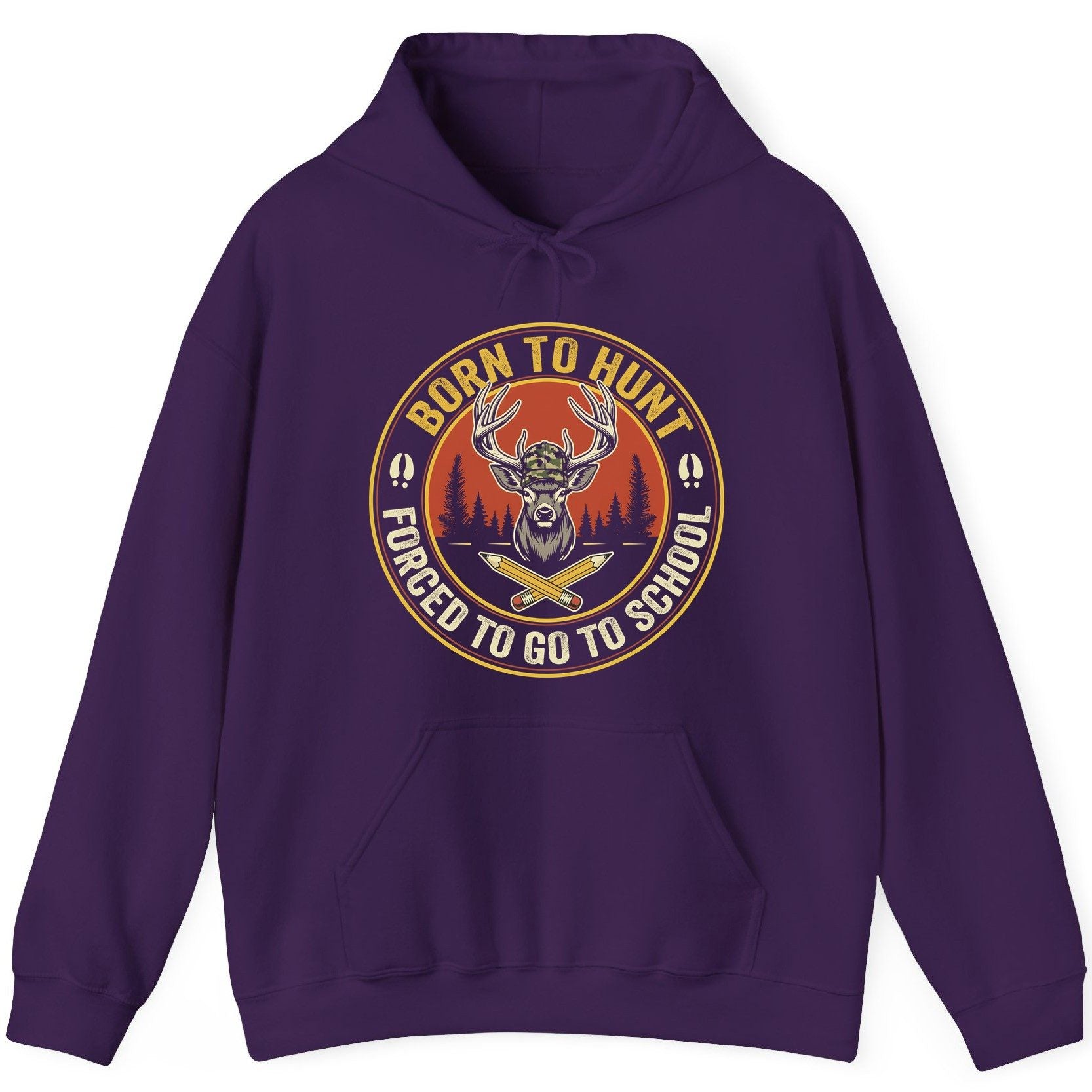 Born to Hunt Forced to Go to School hunting Hoodie Purple product mockup