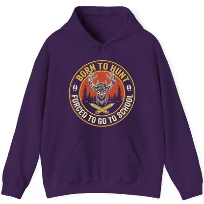 Born to Hunt Forced to Go to School hunting Hoodie Purple product mockup
