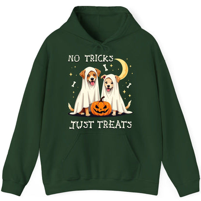 No Tricks Just Treats Halloween dogs Hoodie Forest Green product mockup