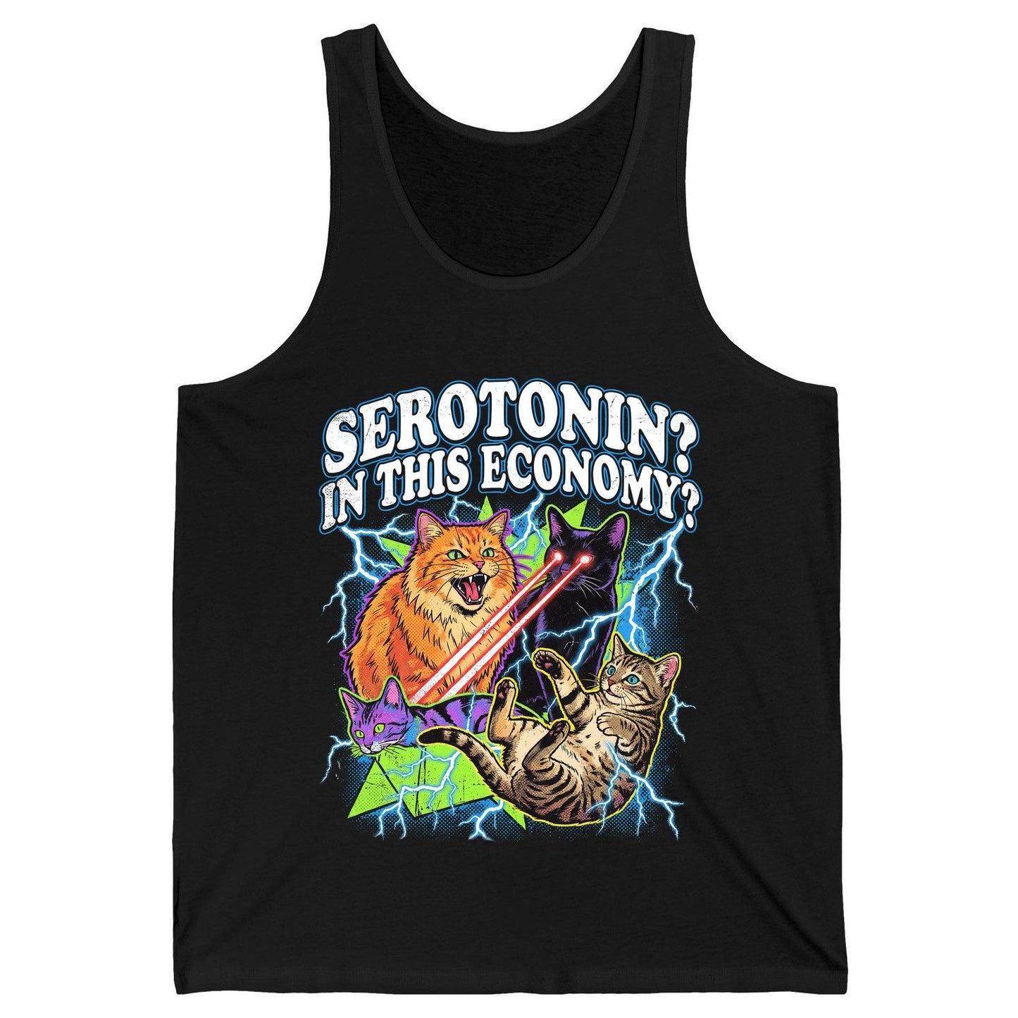 Serotonin in This Economy? cats Tank Top Black product mockup