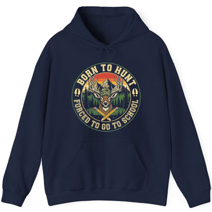 Born to Hunt Forced to Go to School hunting Hoodie Navy product mockup