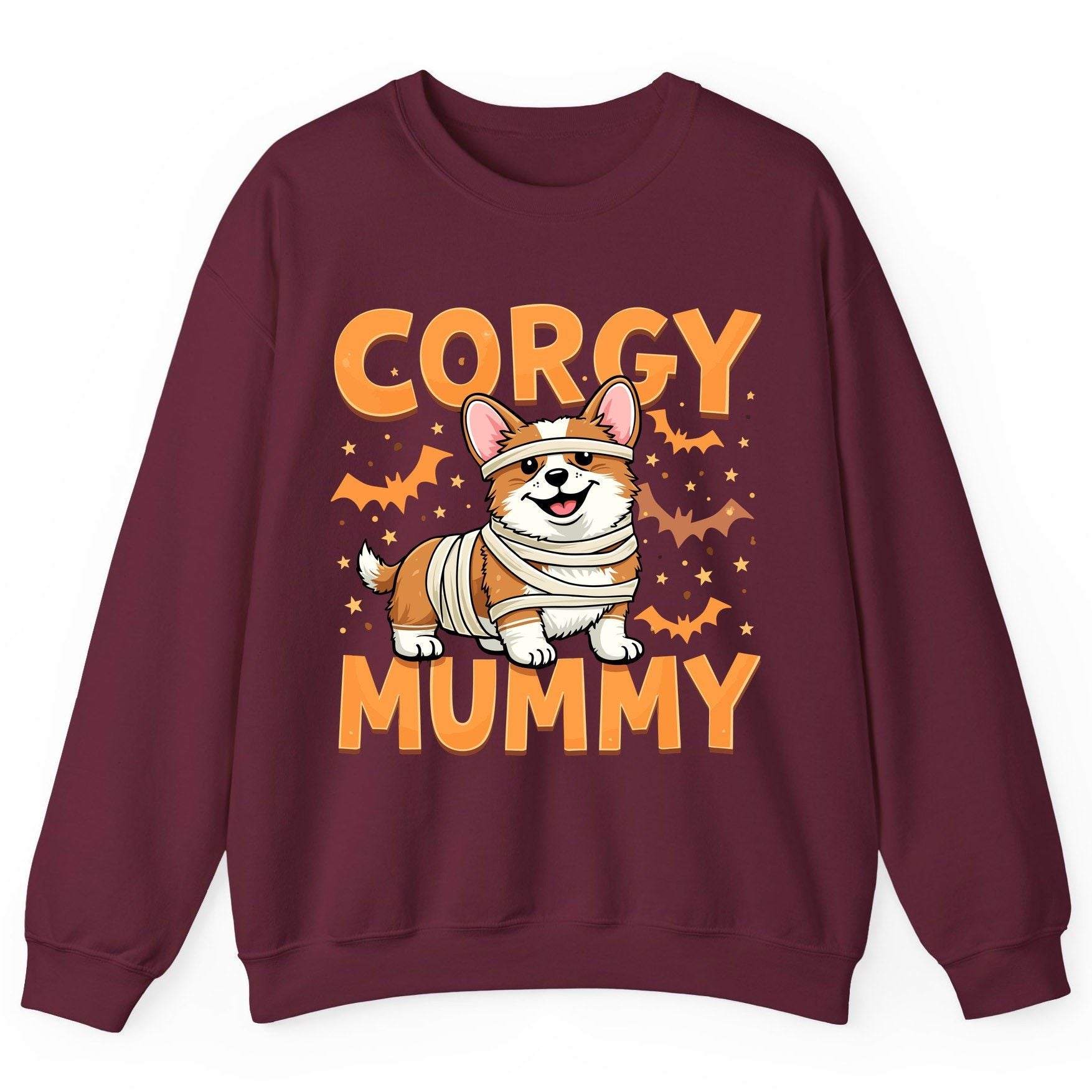 Corgy Mummy corgi Sweatshirt Maroon product mockup