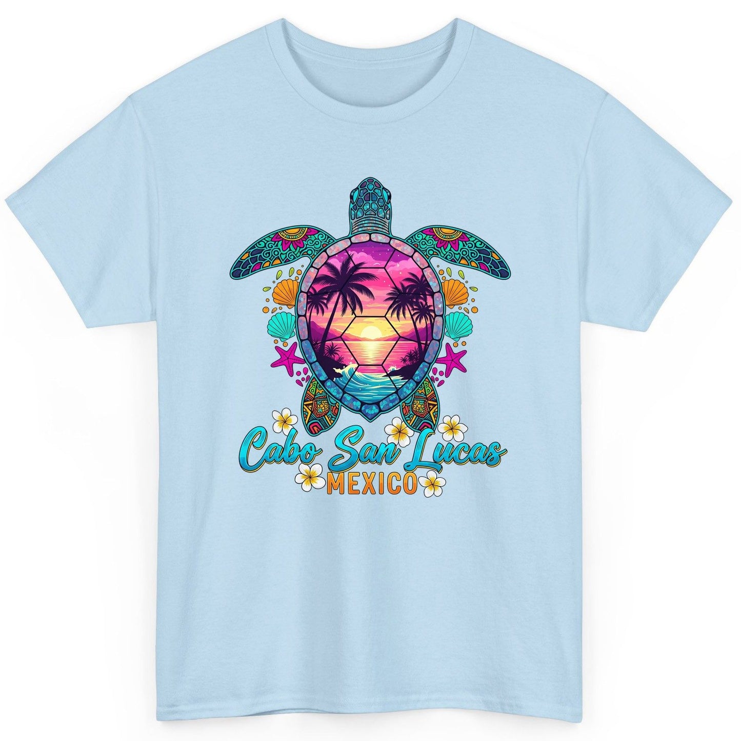 Cabo San Lucas Mexico sea turtle T-Shirt Light Blue product mockup