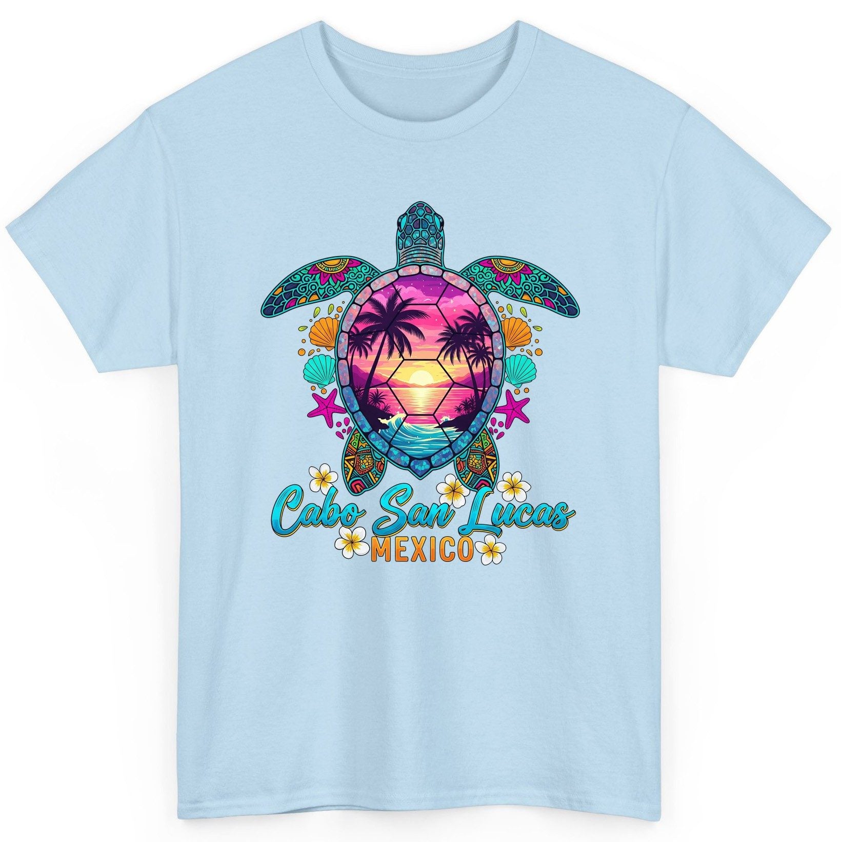Cabo San Lucas Mexico sea turtle T-Shirt Light Blue product mockup