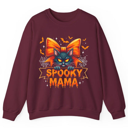 Spooky Mama black cat Sweatshirt Maroon product mockup