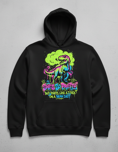 She's So Pretty But Farts Like A T-Rex Graffiti Art Hoodie - Black