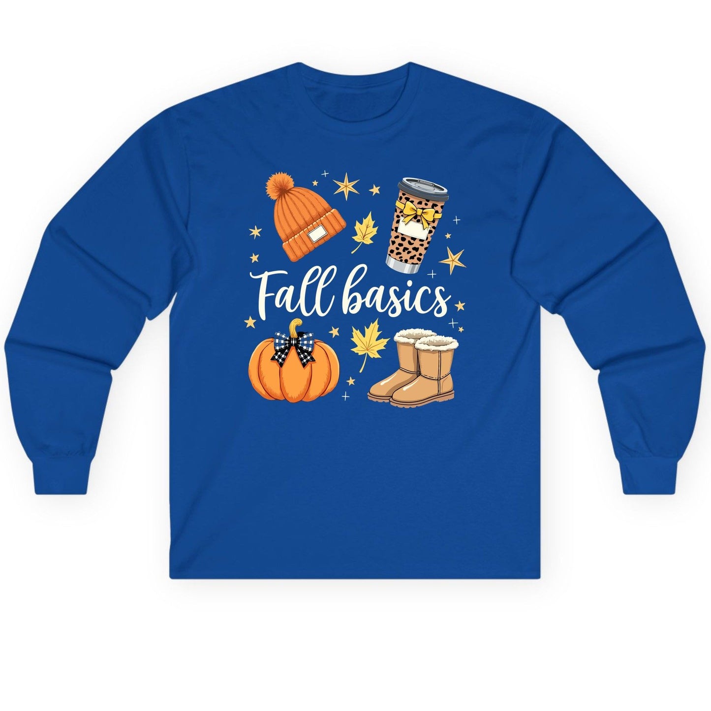 Fall Basics autumn essentials Long Sleeve Tee Royal product mockup