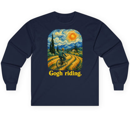 Gogh Riding van gogh parody Long Sleeve Tee Navy product mockup