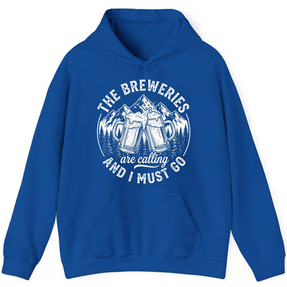 THE Breweries Are Calling AND I MUST GO Funny Craft Beer Hoodie - product mockup - Royal