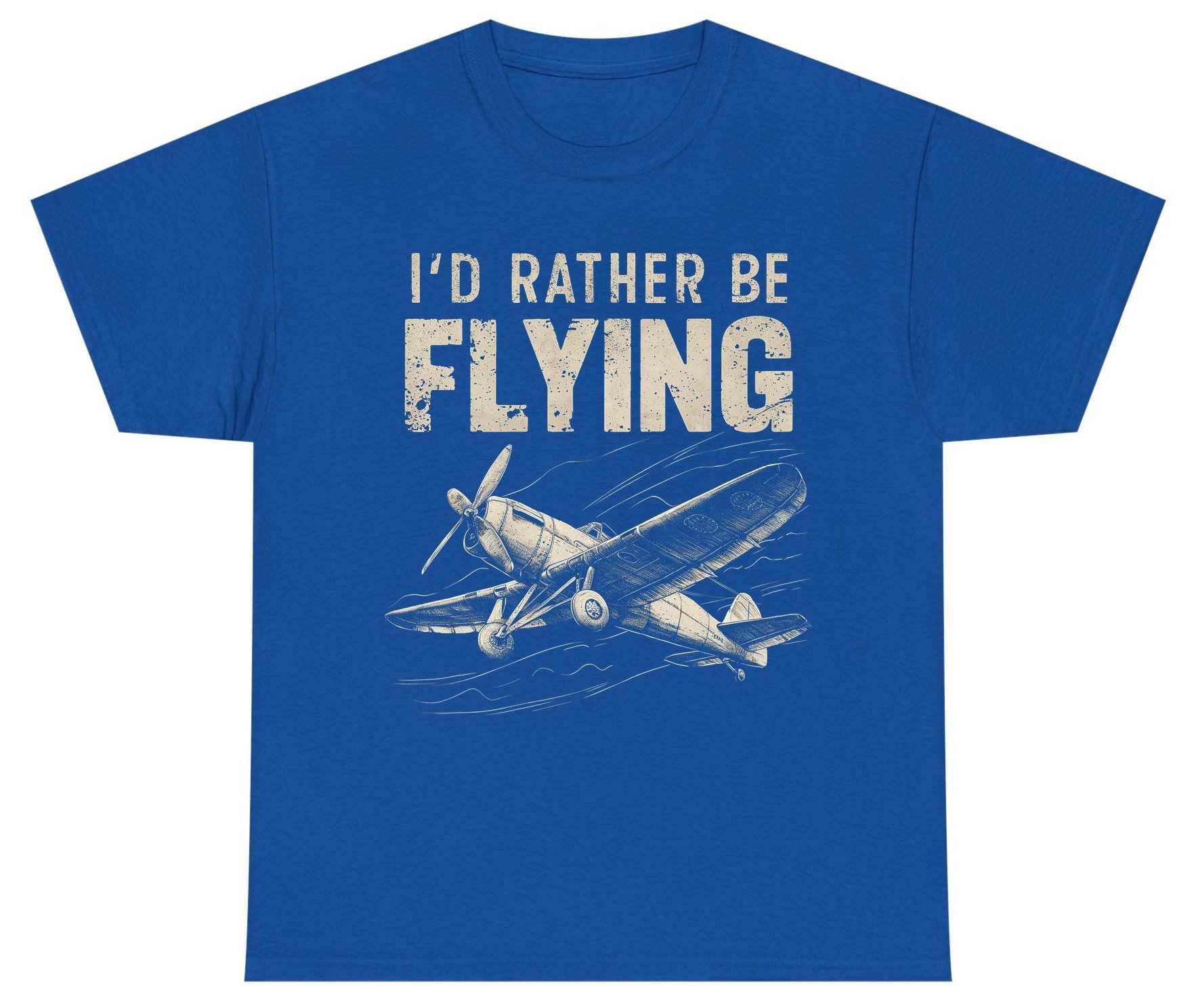 I'd Rather Be Flying vintage propeller plane Youth T-Shirt Royal product mockup