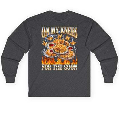 On My Knees for the Goon crab rangoon Long Sleeve Tee Dark Heather product mockup