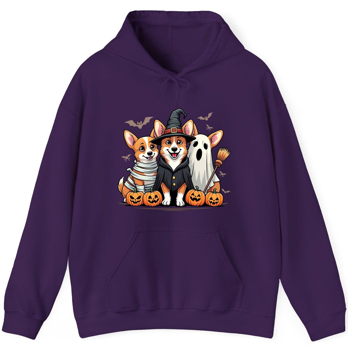 Halloween Corgi Trio Halloween corgis Hoodie Purple product mockup