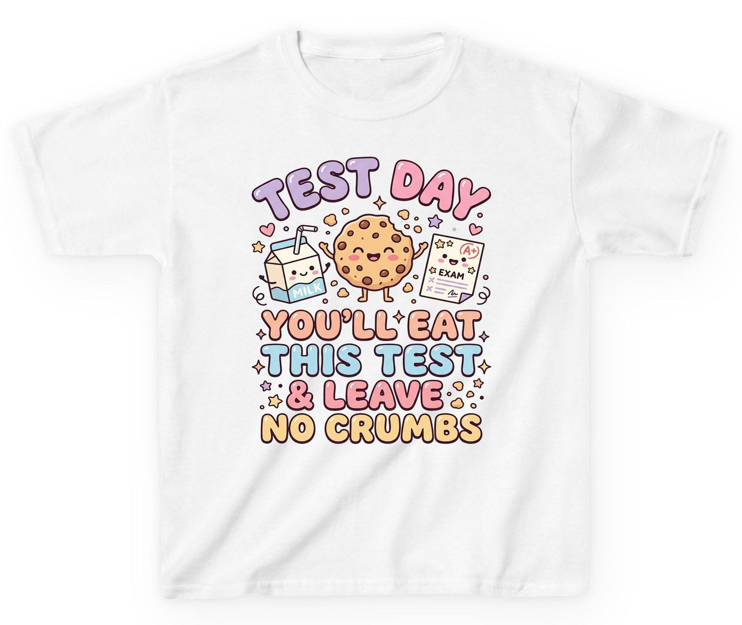 Test Day You'll Eat This Test & Leave No Crumbs Youth T-Shirt - product mockup - White