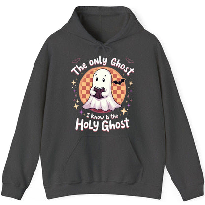 The Only Ghost I Know Is the Holy Ghost christian Halloween Hoodie Dark Heather product mockup