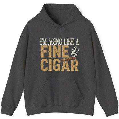 I'm Aging Like a Fine Cigar cigar smoking Hoodie Dark Heather product mockup