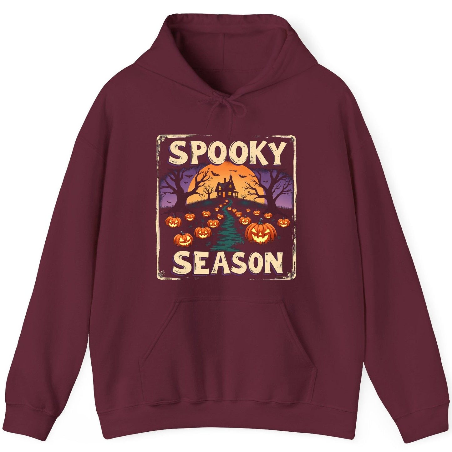 Spooky Season Halloween Hoodie Maroon product mockup