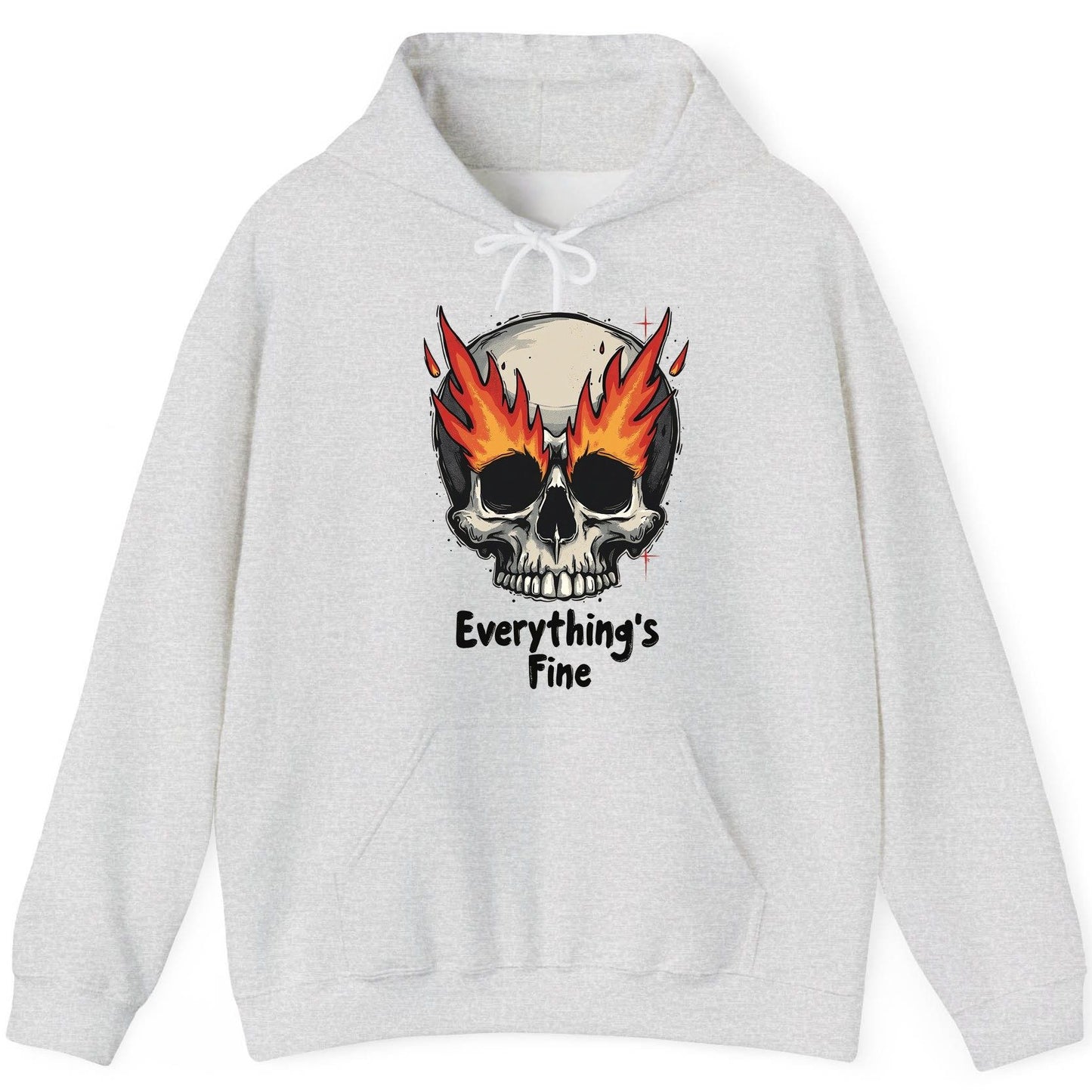 Everything's Fine flaming skull Hoodie Ash product mockup